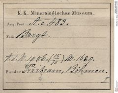 Etiketten zu Baryt (NHMW-MIN-Ac483)